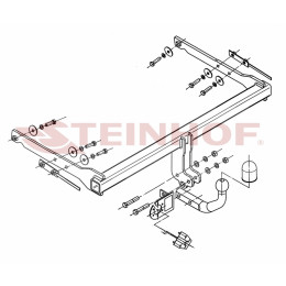 F-267 STEINHOF Фаркоп на Ford Mondeo хетчбек 5 дверей 2007-2014 без подрезки бампера. Тип шара: A. Нагрузки: 2150/90 кг, масса фаркопа 15,4 кг (без электрики в компле