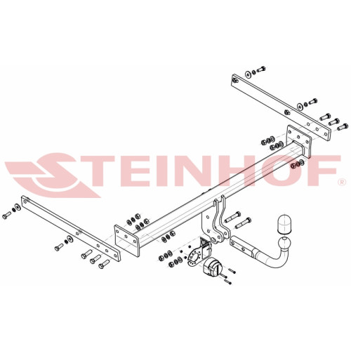 F-275 STEINHOF Фаркоп на Ford Kuga 2WD/4WD 2008-2013 без подрезки бампера. Тип шара: A. Нагрузки: 2100/105 кг, масса фаркопа 19,7 кг (без электрики в комплекте)