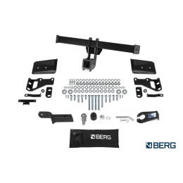F.2316.002 BERG Фаркоп на Hyundai Santa Fe 2012-2018. Требуется подрезка бампера. Тип шара: E. Нагрузки: 2500/100 кг, масса фаркопа 20,5 кг (без электрики в комплекте)