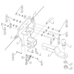 F.5720.006 BERG Фаркоп на Toyota Land Cruiser Prado 250 2023- без снятия и подрезки бампера. Тип шара: E. Нагрузки: 1800/100 кг, масса фаркопа 15,5 кг (без электрики в компл