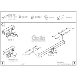 F116A GALIA Полностью оцинкованный фаркоп на Ford Transit шасси 2000-2014. Тип шара: A. Установка без выреза бампера. Нагрузки: 3000/120 кг, масса фаркопа 14,82 кг