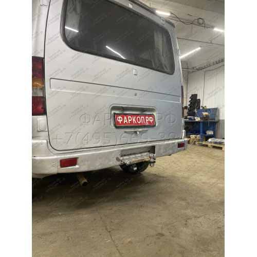 GAZ-XX-991122.00 PT GROUP Фаркоп на ГАЗ Соболь 27527/22177/221717 1998- без подрезки бампера. Тип шара: E (легкосъемный шар под квадрат). Нагрузки: 1500/75 кг, масса фаркопа 18,8 кг (без электрики в комплекте, не комплектуется заглушкой)