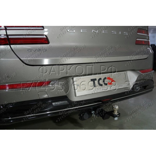 TCU00292 ТСС Фаркоп на Genesis GV80 2020- без подрезки бампера. Тип шара: E (шаровый узел под американский квадрат). Нагрузки: 1250/75 кг