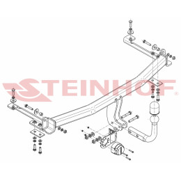 H-067 STEINHOF Фаркоп на Honda Jazz 2002-2008. Требуется подрезка бампера. Тип шара: A. Нагрузки: 1000/70 кг, масса фаркопа 15,2 кг (без электрики в комплекте)