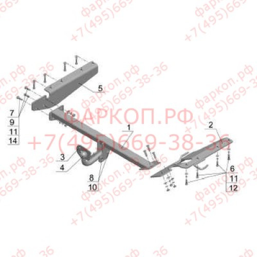 HN 04 AVTOS Фаркоп на Honda CR-V 2007-2012. Необходима подрезка бампера. Тип шара: A. Нагрузки: 1500/75 кг, масса фаркопа 21 кг (без электрики в комплекте)