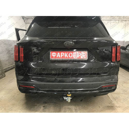 91008-A MOTODOR Фаркоп с оцинкованным шаром на Kia Sorento 2020-, Hyundai Santa Fe IV рестайлинг 2021-2023. Необходима подрезка бампера. Тип шара: A. Нагрузки: 2000/100 кг, масса фаркопа 16,5 кг (без электрики в комплекте)