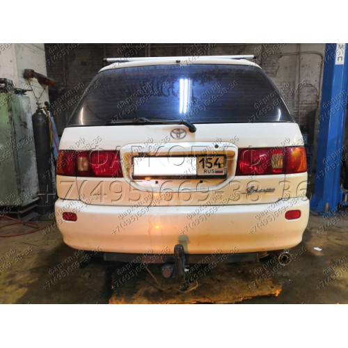 H.T59.A HALTY Фаркоп на Toyota Ipsum 2WD/4WD 1996-2001, Toyota Gaia 2WD/4WD 1998-2004, Toyota Picnic 1996-2001, Toyota Avensis Verso 1995-2001, кроме авто с обвесом без подрезки бампера. Тип шара: A. Нагрузки: 1100/75 кг, масса фаркопа 14,4 кг