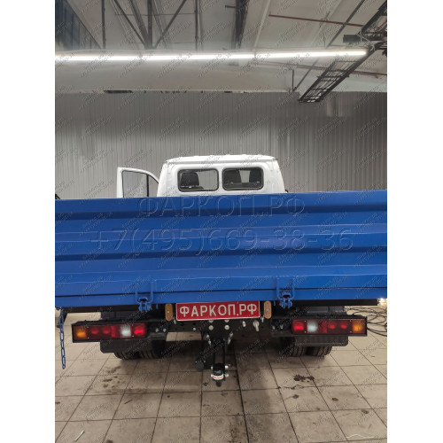 5608-A ORIS Фаркоп на Газель 3302 борт, 33023 (фермер с двойной кабиной), не подходит для удлиненной базы 1997-, Газель NEXT бортовая (стандартная база) 2013-2016 без подрезки бампера. Тип шара: A. Нагрузки: 1400/75 кг, масса фаркопа 16 кг (без электрики 