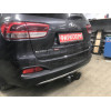 K121-A Лидер-плюс ТСУ для Kia Sorento Prime дорестайл 2015-2018 (дизель, бензин), Hyundai Santa Fe 2015-2018 (дизель). Требуется подрезка бампера. Нагрузки: 1300/75 кг, масса фаркопа 18,42 кг (без электрики в комплекте)
