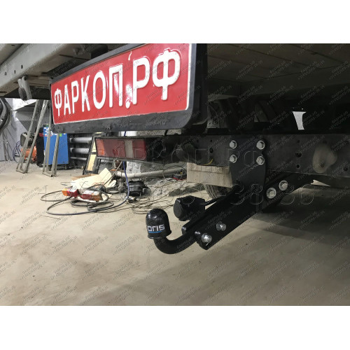 5608-A ORIS Фаркоп на Газель 3302 борт, 33023 (фермер с двойной кабиной), не подходит для удлиненной базы 1997-, Газель NEXT бортовая (стандартная база) 2013-2016 без подрезки бампера. Тип шара: A. Нагрузки: 1400/75 кг, масса фаркопа 16 кг (без электрики 