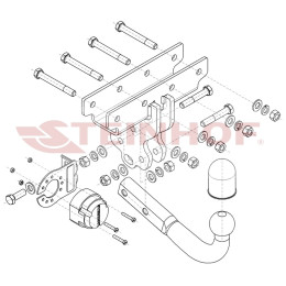 J-079 STEINHOF Фаркоп на Jeep Gladiator 01/2020- без снятия и подрезки бампера. Тип шара: A. Нагрузки: 3500/180 кг, масса фаркопа 8,52 кг (без электрики в комплекте)