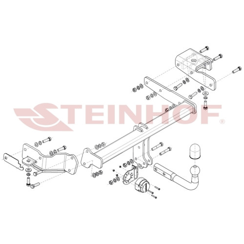 K-091 STEINHOF Фаркоп на Kia Sorento 2020- без снятия и подрезки бампера. Тип шара: A. Нагрузки: 2500/120 кг, масса фаркопа 22,55 кг (без электрики в комплекте)