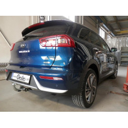 K040C GALIA Полностью оцинкованный фаркоп на Kia Niro 2016-2021. Тип шара: C (горизонтальный съемный). Невидимый вырез бампера. Нагрузки: 1300/100 кг, масса фа