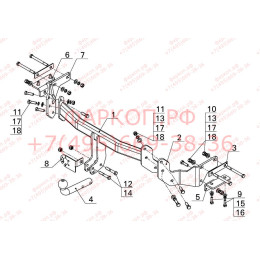 KI 24 AVTOS Фаркоп на Hyundai Santa Fe 2012-2018, Kia Sorento 2012-2015. Необходима подрезка бампера. Тип шара: A. Нагрузки: 2000/100 кг, масса фаркопа 18 кг (без электрики в к