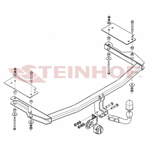 M-022 STEINHOF Фаркоп на Mazda 6 хетчбек 5 дверей 01/2003-01/2008. Требуется подрезка бампера. Тип шара: A. Нагрузки: 1800/75 кг, масса фаркопа 17,7 кг (без электрики в комплекте)
