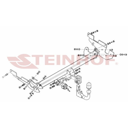 M-033 STEINHOF Фаркоп на Mazda CX-5 2012-2017. Требуется подрезка бампера. Тип шара: AV (вертикальное быстросъемное крепление шара на ключе). Нагрузки: 2100/100 кг, масса фаркопа 23,8 кг (без электрики в комплекте)