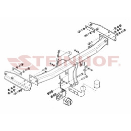 M-050 STEINHOF Фаркоп на Ford Maverick 2004-2007, Mazda Tribute 2004-2007. Требуется подрезка бампера. Тип шара: A. Нагрузки: 2000/80 кг, масса фаркопа 20,8 кг (без электрики в к