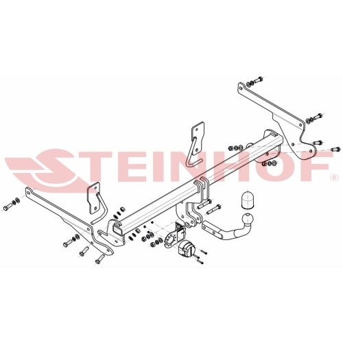 M-052 STEINHOF Фаркоп на Mazda 3 седан 2013-2019 без подрезки бампера. Тип шара: A. Нагрузки: 1800/90 кг, масса фаркопа 22,57 кг (без электрики в комплекте)