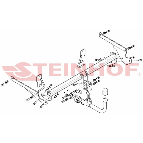 M-053 STEINHOF Фаркоп на Mazda 3 седан 2013-2019 без подрезки бампера. Тип шара: AV (вертикальное быстросъемное крепление шара на ключе). Нагрузки: 1800/90 кг, масса фаркопа 24,09 кг (без электрики в комплекте)