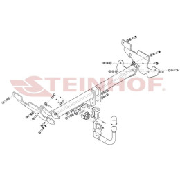 M-057 STEINHOF Фаркоп на Mazda CX-5 2017-2025 без подрезки бампера. Тип шара: AV (вертикальное быстросъемное крепление шара на ключе). Нагрузки: 2100/100 кг, масс