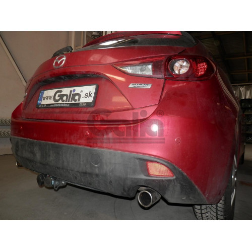 M132A GALIA Полностью оцинкованный фаркоп на Mazda 3 хетчбек 2014-2019. Тип шара: A. Невидимый вырез бампера. Нагрузки: 1800/90 кг, масса фаркопа 15,82 кг