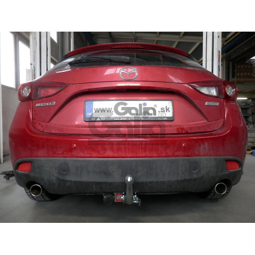 M132A GALIA Полностью оцинкованный фаркоп на Mazda 3 хетчбек 2014-2019. Тип шара: A. Невидимый вырез бампера. Нагрузки: 1800/90 кг, масса фаркопа 15,82 кг