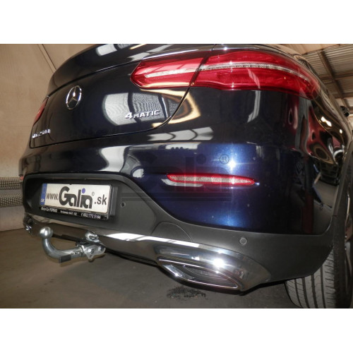 M145C GALIA Полностью оцинкованный фаркоп на Mercedes GLC-Class x253 2015-2022, Mercedes GLC-Class Coupe C253 2016-2022. Тип шара: C (горизонтальный съемный) Невидимый вырез бампера. Нагрузки: 2500/120 кг, масса фаркопа 18,87 кг