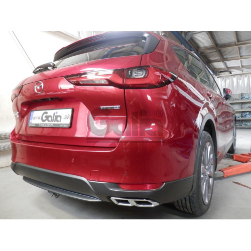 M149V GALIA Полностью оцинкованный фаркоп на Mazda CX-60 2022-, Mazda CX-80 2024-. Подрозетник убирается за бампер. Тип шара: AV (вертикальное быстросъемное крепление шара на ключе). Невидимый вырез бампера. Нагрузки: 2500/130 кг, масса фаркопа 22,77 кг