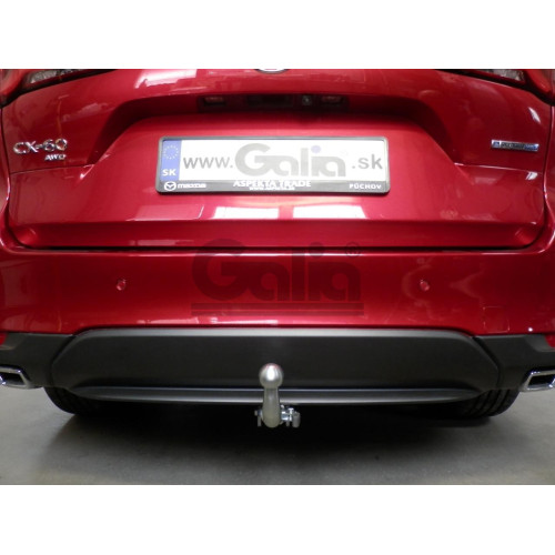 M149V GALIA Полностью оцинкованный фаркоп на Mazda CX-60 2022-, Mazda CX-80 2024-. Подрозетник убирается за бампер. Тип шара: AV (вертикальное быстросъемное крепление шара на ключе). Невидимый вырез бампера. Нагрузки: 2500/130 кг, масса фаркопа 22,77 кг