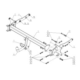 MB 07 AVTOS Фаркоп на Mercedes M-Class 2005-2012, 2012-2015, Mercedes GL-Class 2005-2012, 2012-2016, Mercedes GLS-Class 2016-2019, Mercedes GLE-Class 2015-2019 без снятия и подрезки бампера. Тип шара: A. Нагру