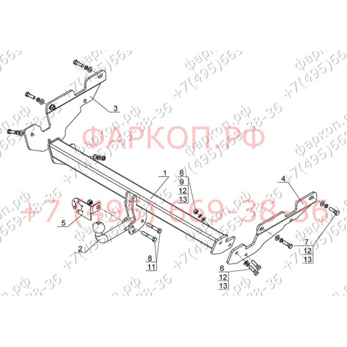 MZ 01 AVTOS Фаркоп на Mazda CX-5 2012-2017, 2017-2025 без подрезки бампера. Тип шара: A. Нагрузки: 1750/75 кг, масса фаркопа 19,5 кг (без электрики в комплекте)