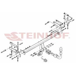 N-095 STEINHOF Фаркоп на Nissan Qashqai, в т.ч. Qashqai +2 2007-2014. Требуется подрезка бампера. Тип шара: AH (горизонтальное быстросъемное крепление шара на ключе).