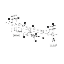N07 BALTEX Фаркоп на Nissan Qashqai 2007-2014, 2014-2021 без выреза в бампере. Тип шара: A. Нагрузки: 1800/75 кг, масса фаркопа 20 кг (без электрики в комплекте)