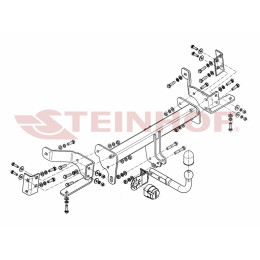 O-093 STEINHOF Фаркоп на Opel Antara, кроме flex-fix 02/2007-2017 без снятия и подрезки бампера. Тип шара: A. Нагрузки: 2300/100 кг, масса фаркопа 19,7 кг (без электрики в 