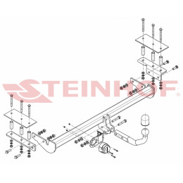 O-136 STEINHOF Фаркоп на Opel Astra H седан 2007-2012 без снятия и подрезки бампера. Тип шара: A. Нагрузки: 1650/75 кг, масса фаркопа 18,2 кг (без электрики в комплек