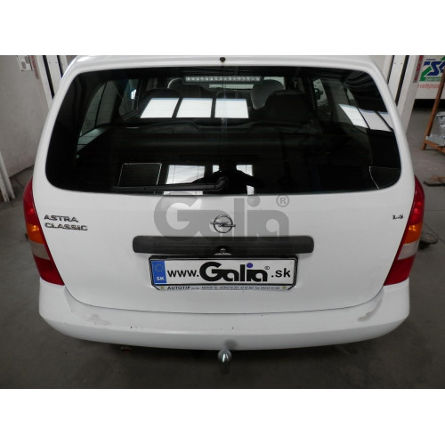 O009C GALIA Полностью оцинкованный фаркоп на Opel Astra G универсал 1998-2004. Тип шара: C (горизонтальный съемный). Установка без снятия и выреза бампера. Нагрузки: 1500/75 кг, масса фаркопа 18,17 кг