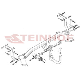 P-057 STEINHOF Фаркоп на Peugeot 308 универсал 2014-2021. Требуется подрезка бампера. Тип шара: AV (вертикальное быстросъемное крепление шара на ключе). Нагр