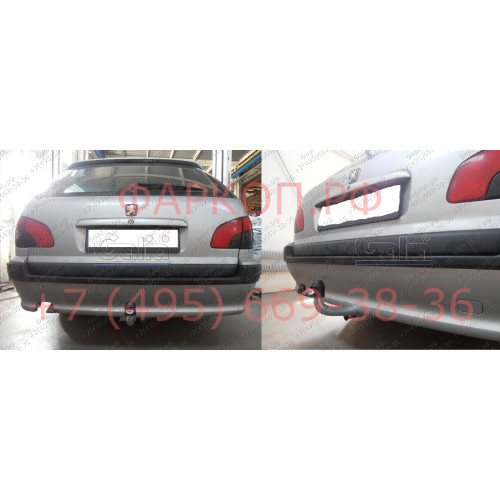P014A GALIA Полностью оцинкованный фаркоп на Peugeot 406 универсал 1996-2004. Подрозетник убирается за бампер. Тип шара: A. Подрезка бампера. Нагрузки: 1700/80 кг, масса фаркопа 15,22 кг