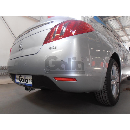 P043A GALIA Полностью оцинкованный фаркоп на Peugeot 508 седан, кроме GT 2011-2019. Подрозетник убирается за бампер. Тип шара: A. Невидимый вырез бампера. Нагрузки: 1900/75 кг, масса фаркопа 22,22 кг