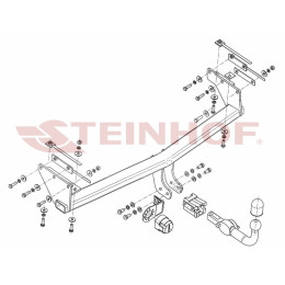 R-067 STEINHOF Фаркоп на Renault Koleos 2008-2011, 2011-2016 без подрезки бампера. Тип шара: AH (горизонтальное быстросъемное крепление шара на ключе). Нагрузки: 2000/