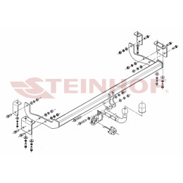 R-073 STEINHOF Фаркоп на Renault Kangoo II 2008-2021 без снятия и подрезки бампера. Тип шара: A. Нагрузки: 1350/75 кг, масса фаркопа 18,2 кг (без электрики в комплекте)