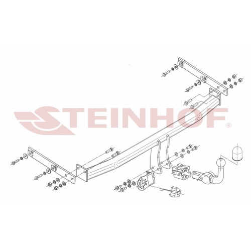 R-111 STEINHOF Фаркоп на Renault Megane III Grand Scenic 2009-2016 без подрезки бампера. Тип шара: AH (горизонтальное быстросъемное крепление шара на ключе). Нагрузки: 1300/75 кг, масса фаркопа 18,5 кг (без электрики в комплекте)