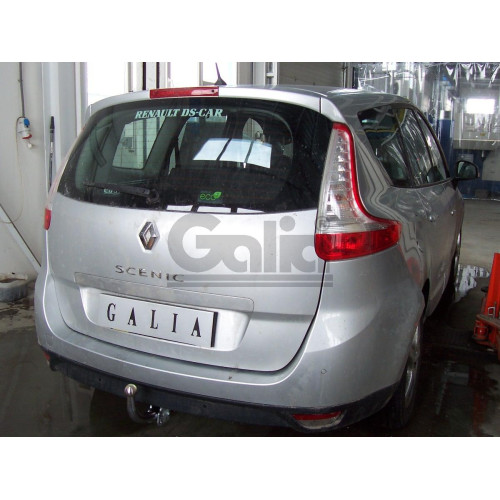 R088C GALIA Полностью оцинкованный фаркоп на Renault Grand Scenic III 2009-2016. Подрозетник убирается за бампер. Тип шара: C (горизонтальный съемный). Без выреза бампера. Нагрузки: 1300/75 кг, масса фаркопа 15,47 кг