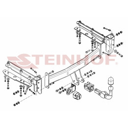 S-363 STEINHOF Фаркоп на Subaru Legacy Outback 09/2003-09/2009. Требуется подрезка бампера. Тип шара: AH (горизонтальное быстросъемное крепление шара на ключе). Нагр