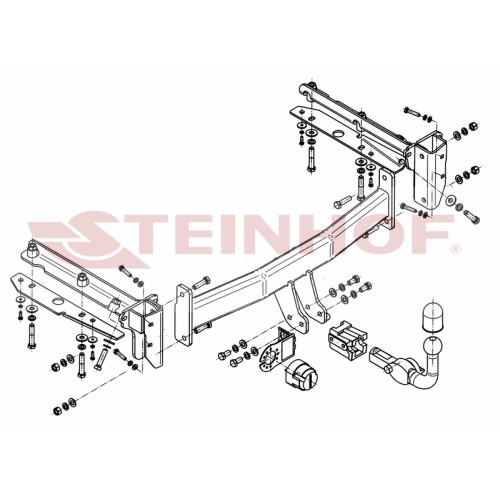S-363 STEINHOF Фаркоп на Subaru Legacy Outback 09/2003-09/2009. Требуется подрезка бампера. Тип шара: AH (горизонтальное быстросъемное крепление шара на ключе). Нагрузки: 2000/85 кг, масса фаркопа 24 кг (без электрики в комплекте)