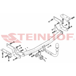 S-464 STEINHOF Фаркоп на SsangYong Tivoli 2WD, кроме 4WD 2015-2019 без снятия и подрезки бампера. Тип шара: A. Нагрузки: 1500/75 кг, масса фаркопа 21,1 кг (без электрики в 