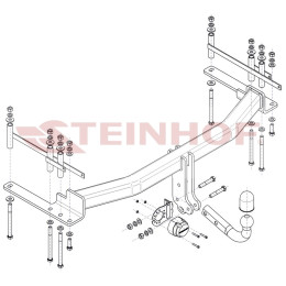 S-485 STEINHOF Фаркоп на SsangYong Rexton 2WD / 4WD (кроме версии с полноразмерной запаской) (в т.ч. версии с AdBlue) дорестайлинг 2017-2020 без подрезки бампера. Тип ш