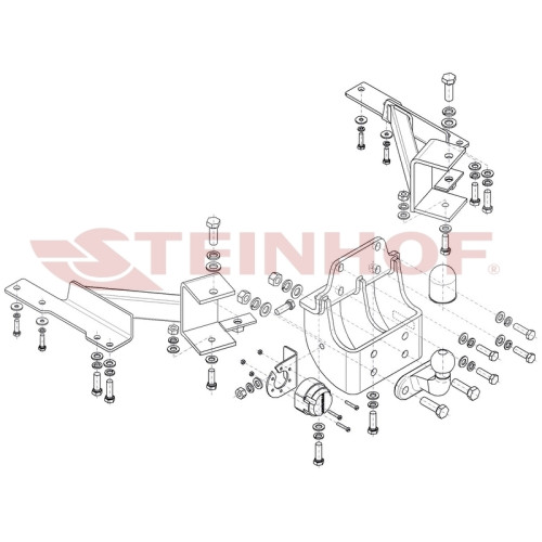 T-166 STEINHOF Фаркоп на Toyota Land Cruiser Prado 5 дверей (J120) 2003-2009, Lexus GX470 2003-2009. Требуется подрезка бампера. Тип шара: F. Нагрузки: 2800/115 кг, масса фаркопа 18,5 кг (без электрики в комплекте)