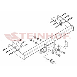 T-185 STEINHOF Фаркоп на Toyota RAV4 06/1994-05/2000 без снятия и подрезки бампера. Тип шара: F. Нагрузки: 1750/75 кг, масса фаркопа 18 кг (без электрики в комплекте)