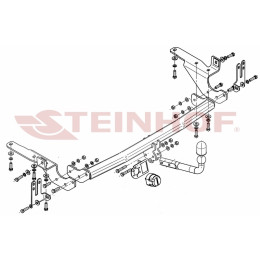T-190 STEINHOF Фаркоп на Toyota RAV4 без запасного колеса на двери 2006-2013 без подрезки бампера. Тип шара: A. Нагрузки: 2000/90 кг, масса фаркопа 21,8 кг (без элек